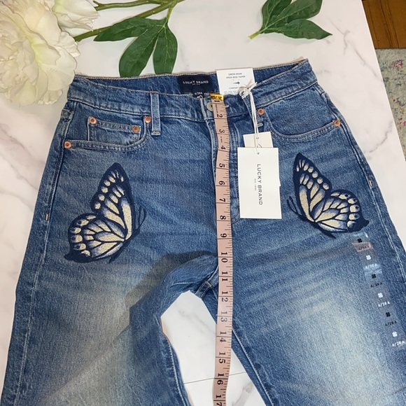 Lucky Brand High Rise Drew Mom Embroidered Butterflies - Picture 13 of 17